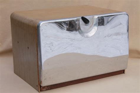 antique metal bread box|stainless steel bread box 1950.